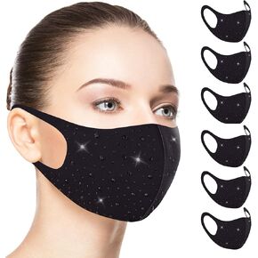 قناع وجه من حجر الراين قناع تنكر بلينغ للوجه مع حلقات أذن قابلة للتعديل، قناع وجه عصري للنساء in Kuwait