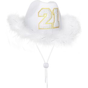 JUSTOTRY 21st Birthday Pink Cowboy Hat with Rhinestone - 21ST Birth day Outfit Gifts for Women Cowgirl Hats with Wide Brime for 21st Birthday Decorations in Kuwait