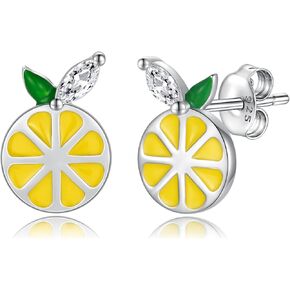Cute Orange Fruit Earrings 925 Sterling Silver Tangerine Stud Summer Statement Jewelry Wedding Birthday Gifts for Women Girls Teens in Saudi Arabia