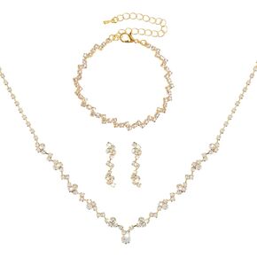 Yolev Bridal Jewelry Set Rhinestone Wedding Jewelry Set Include Wome Necklace Bracelet Earrings Brides Bridesmaid Prom Costume Jewelry Set for Bridal Wedding Party in Kuwait