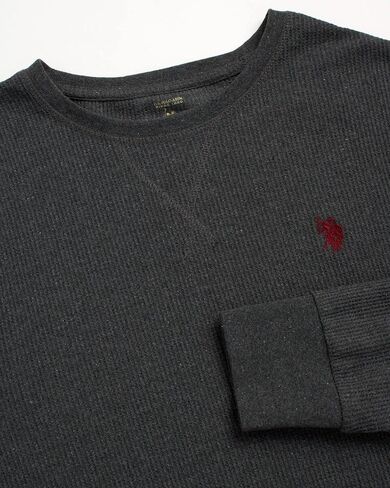 U.S. Polo Assn. Men's Thermal Shirt - Long Sleeve Waffle Knit Top, Size Medium, Black in Saudi Arabia