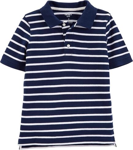 Carter's Boy's Short Sleeve Pique Cotton Polo Shirt (5T, Gray Striped) in Saudi Arabia