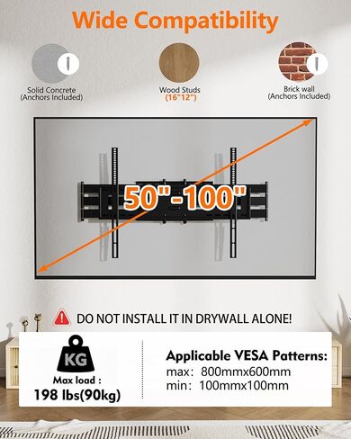 FORGING MOUNT Long Arm TV Mount, Full Motion Wall Mount Bracket with 43 inch Extension Articulating Arm TV Wall Mount, Fits 42 to 86 Inch Flat/Curve TVs, Holds up to 110 lbs,VESA 800x400mm Compatible in Saudi Arabia