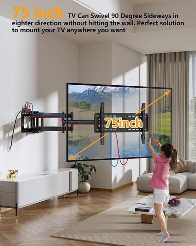 FORGING MOUNT Long Arm TV Mount, Full Motion Wall Mount Bracket with 43 inch Extension Articulating Arm TV Wall Mount, Fits 42 to 86 Inch Flat/Curve TVs, Holds up to 110 lbs,VESA 800x400mm Compatible in Saudi Arabia