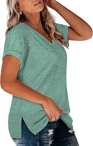 2XL Womens Tops Plus Size V Neck T Shirts Loose Fit Summer Tees Navy Blue 18W in Saudi Arabia