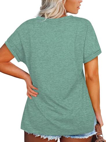 2XL Womens Tops Plus Size V Neck T Shirts Loose Fit Summer Tees Navy Blue 18W in Saudi Arabia