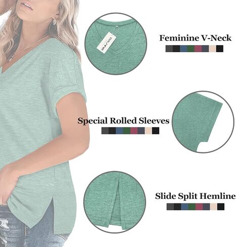 2XL Womens Tops Plus Size V Neck T Shirts Loose Fit Summer Tees Navy Blue 18W in Saudi Arabia