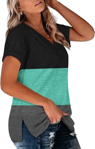 2XL Womens Tops Plus Size V Neck T Shirts Loose Fit Summer Tees Navy Blue 18W in Saudi Arabia