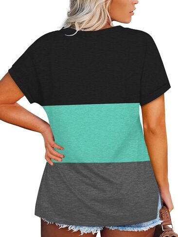 2XL Womens Tops Plus Size V Neck T Shirts Loose Fit Summer Tees Navy Blue 18W in Saudi Arabia
