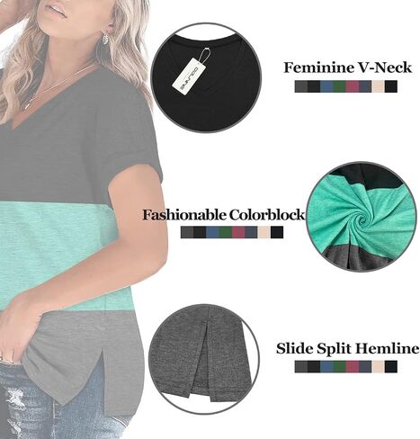 2XL Womens Tops Plus Size V Neck T Shirts Loose Fit Summer Tees Navy Blue 18W in Saudi Arabia