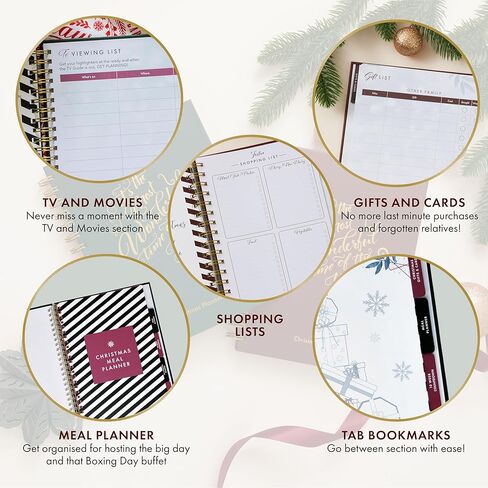 مخطط عيد الميلاد، دفتر ملاحظات بغلاف مقوى مقاس A5 - مثالي للميزانية - العد التنازلي الأسبوعي مع قائمة التسوق - مخطط الوجبات اليومية - ورق FSC 120 جرامًا للمتر المربع، 100 صفحة in Kuwait