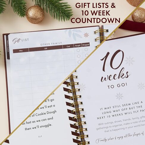 مخطط عيد الميلاد، دفتر ملاحظات بغلاف مقوى مقاس A5 - مثالي للميزانية - العد التنازلي الأسبوعي مع قائمة التسوق - مخطط الوجبات اليومية - ورق FSC 120 جرامًا للمتر المربع، 100 صفحة in Kuwait