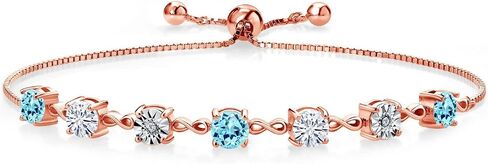 Gem Stone King 18K Rose Gold Plated Silver Lab Grown Diamond Tennis Bracelet For Women Pink Moissanite Moissanite (2.51 Cttw, Fully Adjustable Up to 9 Inch) in Saudi Arabia
