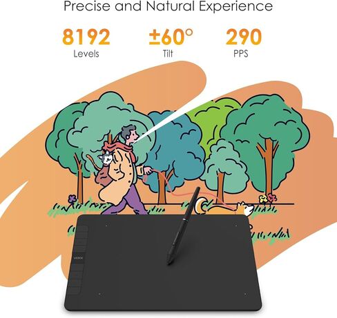 تابلت رسم جرافيك VEIKK VK640 تابلت رسومات رقمي 6x4 بوصة تابلت فني مع 6 مفاتيح ساخنة ودعم إمالة 8192 قلم خالي من البطارية، متوافق مع نظام التشغيل Windows/Mac/Linux/Andorid/Chrome OS in Kuwait