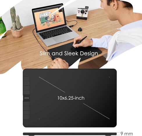 تابلت رسم جرافيك VEIKK VK640 تابلت رسومات رقمي 6x4 بوصة تابلت فني مع 6 مفاتيح ساخنة ودعم إمالة 8192 قلم خالي من البطارية، متوافق مع نظام التشغيل Windows/Mac/Linux/Andorid/Chrome OS in Kuwait