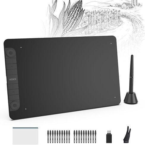 تابلت رسم جرافيك VEIKK VK640 تابلت رسومات رقمي 6x4 بوصة تابلت فني مع 6 مفاتيح ساخنة ودعم إمالة 8192 قلم خالي من البطارية، متوافق مع نظام التشغيل Windows/Mac/Linux/Andorid/Chrome OS in Kuwait
