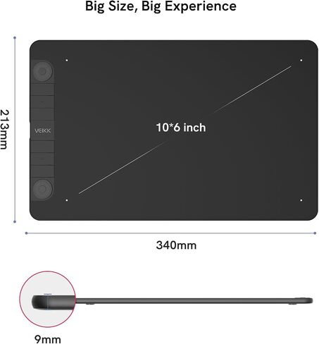 تابلت رسم جرافيك VEIKK VK640 تابلت رسومات رقمي 6x4 بوصة تابلت فني مع 6 مفاتيح ساخنة ودعم إمالة 8192 قلم خالي من البطارية، متوافق مع نظام التشغيل Windows/Mac/Linux/Andorid/Chrome OS in Kuwait