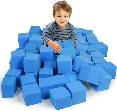 مكعبات الحفرة الإسفنجية - 36 قطعة من المكعبات الإسفنجية لحفر الكرات الإسفنجية، والجمباز، ودورات الجري الحر والباركور، وحدائق التزلج، وبي إم إكس، وساحات الترامبولين - أزرق داكن (5 بوصة × 5 بوصة × 5 بوصة) in Kuwait