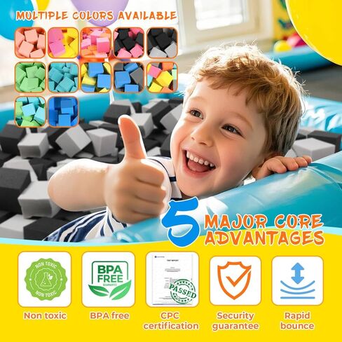 مكعبات الحفرة الإسفنجية - 36 قطعة من المكعبات الإسفنجية لحفر الكرات الإسفنجية، والجمباز، ودورات الجري الحر والباركور، وحدائق التزلج، وبي إم إكس، وساحات الترامبولين - أزرق داكن (5 بوصة × 5 بوصة × 5 بوصة) in Kuwait