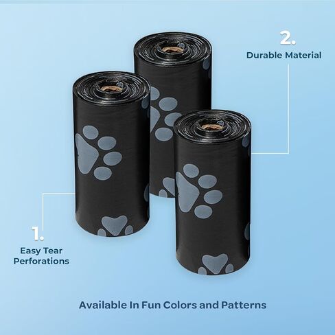 Best Pet Supplies Dog Poop Bags for Waste Refuse Cleanup, Doggy Roll Replacements for Outdoor Puppy Walking and Travel, Leak Proof and Tear Resistant, Thick Plastic - Black, 150 Bags in Saudi Arabia