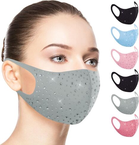 Rhinestone Face Mask Masquerade Bling Face Mask with Adjustable Ear Loops Fashionable Face Mask for Women in Saudi Arabia