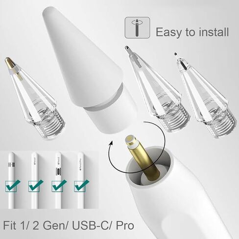Replacement Tips Compatible with Apple Pencil 1st & 2nd Gen iPad Pro Pencil, High Sensitivity Apple Pencil Nibs for Apple Pencil 2 Gen iPad Pro Pencil White 2 Pack in Kuwait