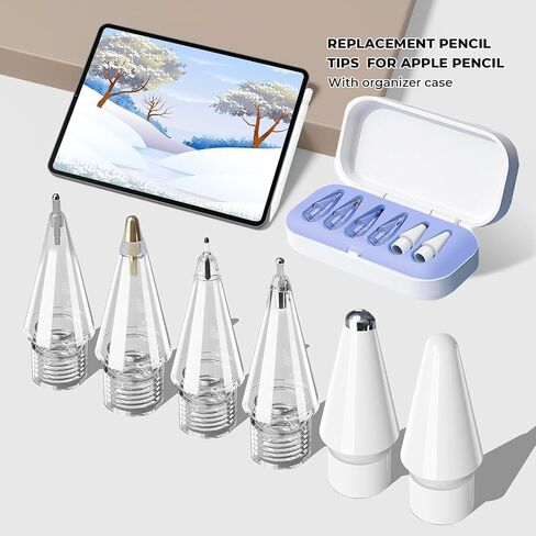 Replacement Tips Compatible with Apple Pencil 1st & 2nd Gen iPad Pro Pencil, High Sensitivity Apple Pencil Nibs for Apple Pencil 2 Gen iPad Pro Pencil White 2 Pack in Kuwait