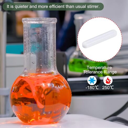 YOKIVE قطعة واحدة من قضيب التحريك المغناطيسي، محرك من النوع الأسطواني المطلي بمادة PTFE | رائعة للاستخدام في محلول سائل المختبر وخلط الخلط (أبيض، 0.98 × 0.28 بوصة) in Kuwait