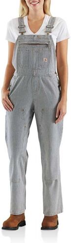 Carhartt womens Brewster Double Front Railroad Striped Bib Overalls in Saudi Arabia