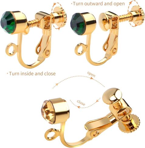 Crystal Clip-on Earrings Converter, 12pcs Non-pierced Earring Clips Women Earring Component with Adjustable Screw for Earring Making, Gold and Silver in Saudi Arabia