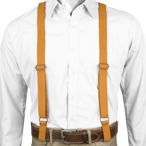 Hide & Groom, X Back Suspender with Belt Loops for Groomsmen, Formal Wear for Weddings, Harness for Dinner Parties, Steampunk, Full Grain Leather, Handmade, Bourbon Brown in Kuwait