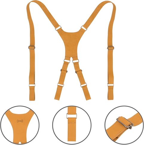 Hide & Groom, X Back Suspender with Belt Loops for Groomsmen, Formal Wear for Weddings, Harness for Dinner Parties, Steampunk, Full Grain Leather, Handmade, Bourbon Brown in Kuwait