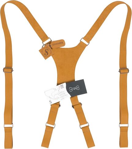 Hide & Groom, X Back Suspender with Belt Loops for Groomsmen, Formal Wear for Weddings, Harness for Dinner Parties, Steampunk, Full Grain Leather, Handmade, Bourbon Brown in Kuwait