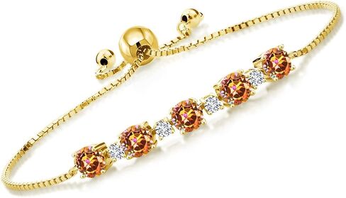 Gem Stone King 2.64 Ct Purple Amethyst G-H Lab Grown Diamond 18K Yellow Gold Plated Silver Tennis Bracelet For Women in Saudi Arabia