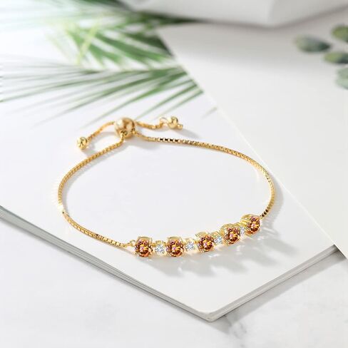 Gem Stone King 2.64 Ct Purple Amethyst G-H Lab Grown Diamond 18K Yellow Gold Plated Silver Tennis Bracelet For Women in Saudi Arabia