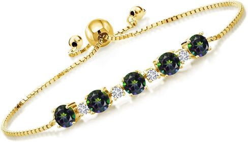 Gem Stone King 2.64 Ct Purple Amethyst G-H Lab Grown Diamond 18K Yellow Gold Plated Silver Tennis Bracelet For Women in Saudi Arabia