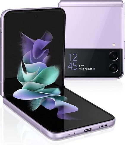 SAMSUNG Galaxy Z Flip 3 Flip3 5G Fully Unlocked Android Cell Phone US Version Smartphone Flex Mode, Intuitive Camera Compact - (Renewed) (256GB, Lavender) in Saudi Arabia