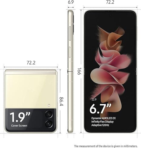 SAMSUNG Galaxy Z Flip 3 Flip3 5G Fully Unlocked Android Cell Phone US Version Smartphone Flex Mode, Intuitive Camera Compact - (Renewed) (256GB, Lavender) in Saudi Arabia