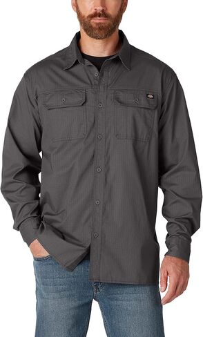 Dickies mens Dickies Men's Flex Ripstop Long Sleeve Button Down Shirt, Black, Medium US in Saudi Arabia