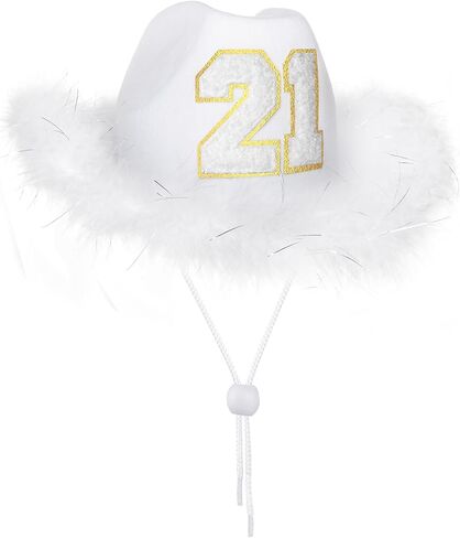 JUSTOTRY 21st Birthday Pink Cowboy Hat with Rhinestone - 21ST Birth day Outfit Gifts for Women Cowgirl Hats with Wide Brime for 21st Birthday Decorations in Kuwait