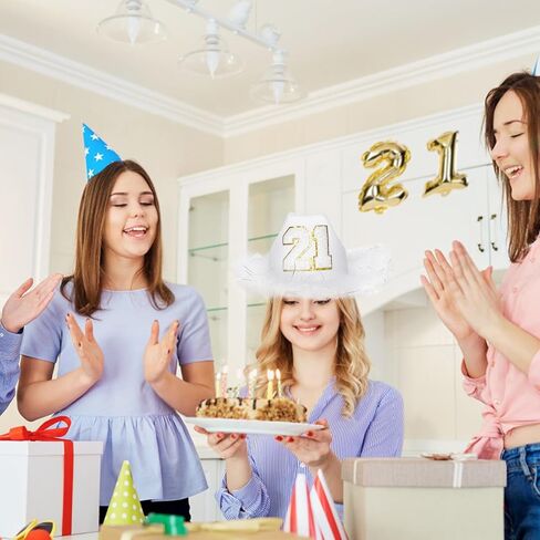 JUSTOTRY 21st Birthday Pink Cowboy Hat with Rhinestone - 21ST Birth day Outfit Gifts for Women Cowgirl Hats with Wide Brime for 21st Birthday Decorations in Kuwait