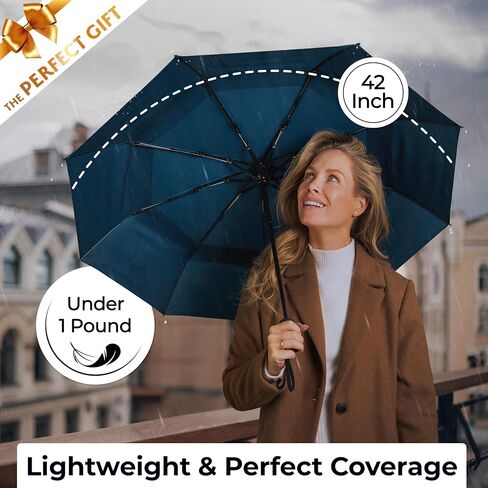 Unbreakable Windproof Travel Umbrella (Compact, Superior & Beautiful), Small Strong but Light Portable and Automatic Folding Rain Umbrella, Durable Premium Grip, Fits Car & Backpack in Saudi Arabia