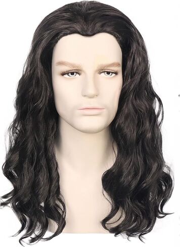 Beard Thor Wig Cosplay Mens Golden Brown Wig Long Curly Wig With Beard Heat Resistant Synthetic Halloween Costume Wig (Golden Brown) in Kuwait