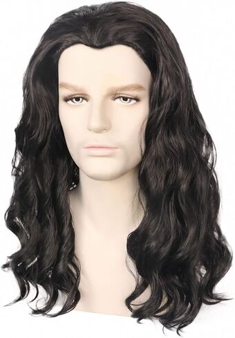 Beard Thor Wig Cosplay Mens Golden Brown Wig Long Curly Wig With Beard Heat Resistant Synthetic Halloween Costume Wig (Golden Brown) in Kuwait