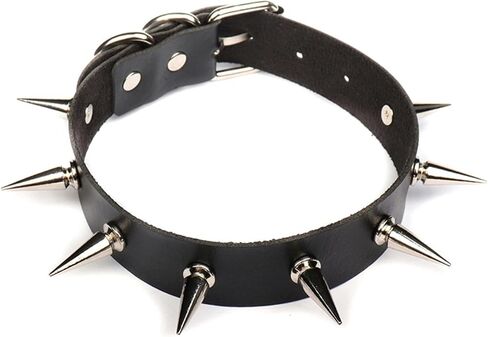 Olbye Spike Rivet Studded Choker Necklace Black Leather Rock Punk Short Necklace PU Gothic Collar Necklace Link Adjustable Necklace Jewelry for Women and Girls in Kuwait