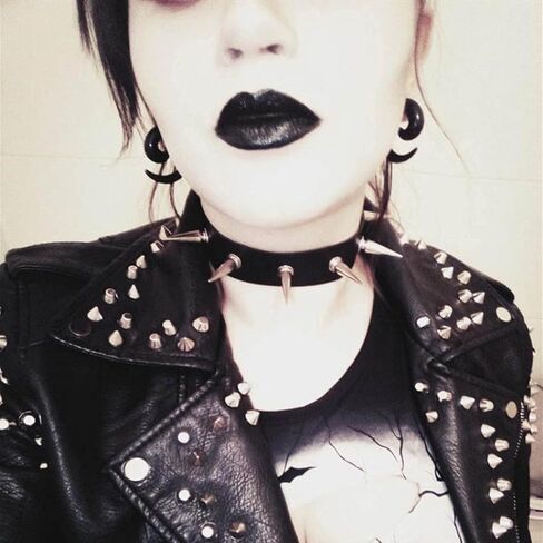 Olbye Spike Rivet Studded Choker Necklace Black Leather Rock Punk Short Necklace PU Gothic Collar Necklace Link Adjustable Necklace Jewelry for Women and Girls in Kuwait