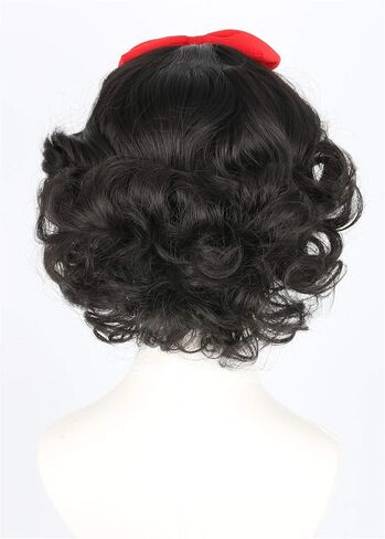 LeMarnia Black Short Bob + Bow Accessories Princess Wig for Women Cosplay Wigs Halloween Fancy Dress Wigs in Kuwait