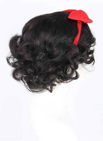 LeMarnia Black Short Bob + Bow Accessories Princess Wig for Women Cosplay Wigs Halloween Fancy Dress Wigs in Kuwait