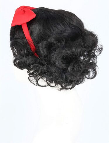 LeMarnia Black Short Bob + Bow Accessories Princess Wig for Women Cosplay Wigs Halloween Fancy Dress Wigs in Kuwait