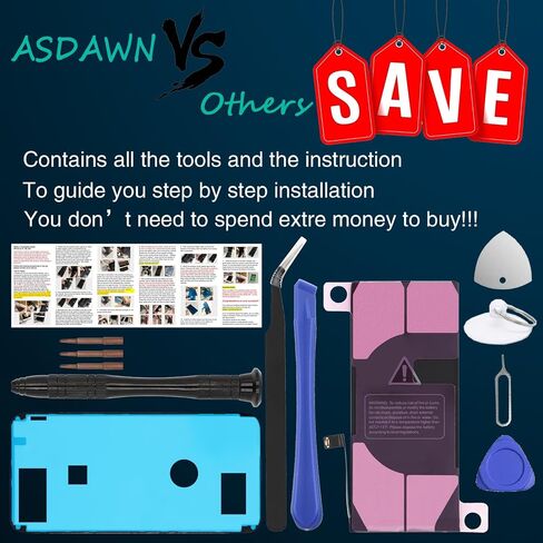 بطارية ASDAWN بقدرة 3880 مللي أمبير في الساعة لهاتف iPhone 7 Plus (ليست 7)، استبدال بطارية iPhone 7 Plus ذات سعة أعلى لجهاز A1661 A1784 A1785 A1786 مع أدوات احترافية + تعليمات التثبيت in Kuwait